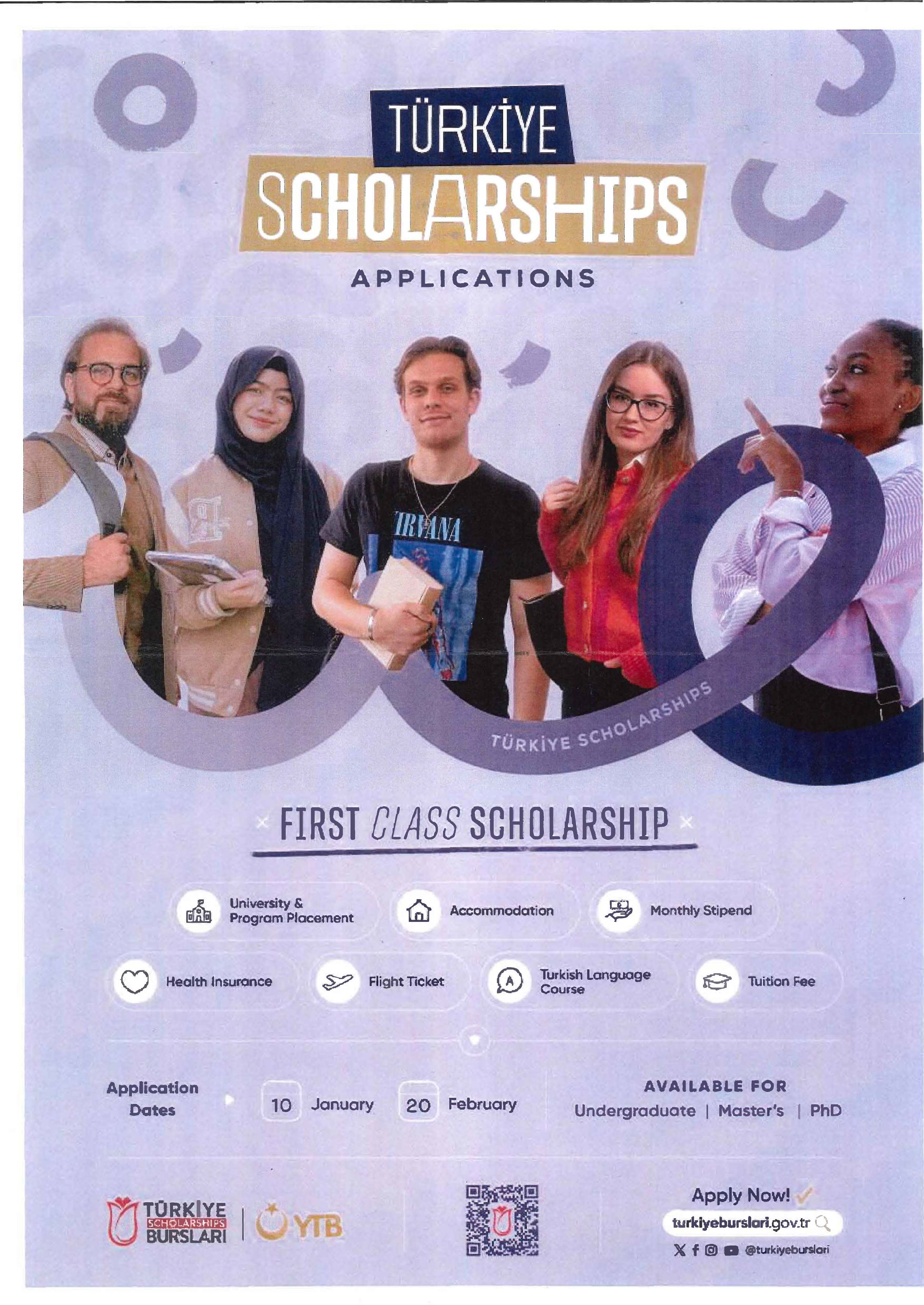 【Information Forward】Opening of applications for the 2024 Turkish Scholarship for the academic year.